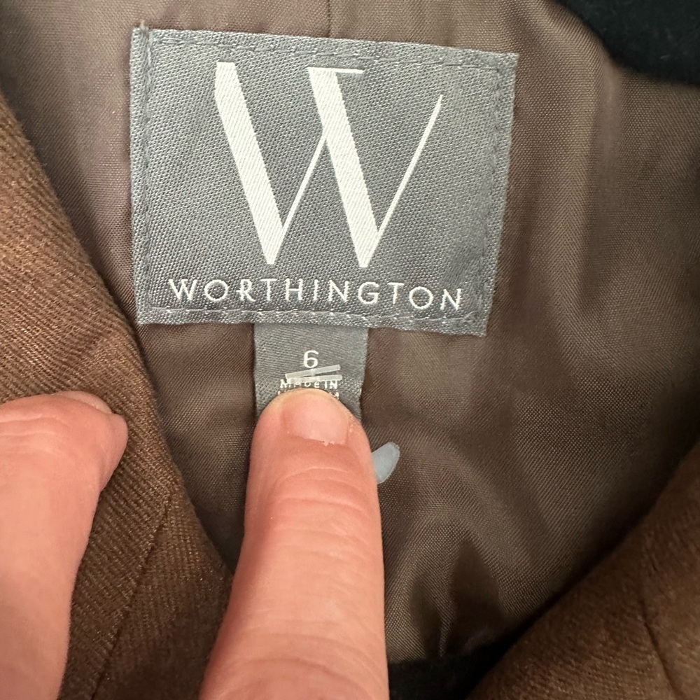 Worthington - Brown Double Breasted Blazer Jacket Sz 6 - Picture 6 of 6